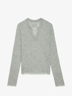 Zadig & Voltaire Riviera Cashmere Sweater Gris Chine Clair 4 Zadig & Voltaire Riviera Cashmere Sweater Gris Chine Clair -Zadig Et Voltaire KWSW01637 GRIS CHINE CLAIR PACKSHOT