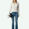 Zadig & Voltaire Sally Diamante Cashmere Sweater Neige