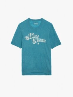 Zadig & Voltaire Ida Diamante Amour Cashmere Sweater Aqua -Zadig Et Voltaire KWSW01639 AQUA PACKSHOT 6630a2a88d064