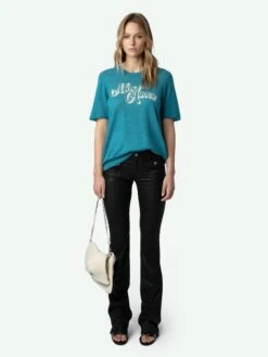 Zadig & Voltaire Ida Diamante Amour Cashmere Sweater Aqua