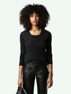 Zadig & Voltaire Rivy Leopard Cashmere Sweater Peaks -Zadig Et Voltaire KWSW01683 PEAKS ADDI 1 667ed5faed67c