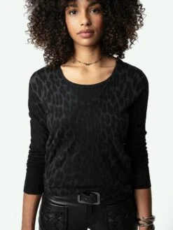 Zadig & Voltaire Rivy Leopard Cashmere Sweater Peaks -Zadig Et Voltaire KWSW01683 PEAKS HOVER 667ed7c643f86