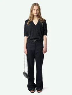 Zadig & Voltaire Wully White Rhinestone Sweater Stone -Zadig Et Voltaire KWSW02775 STONE ADDI 1 67a9e2cf26cb8