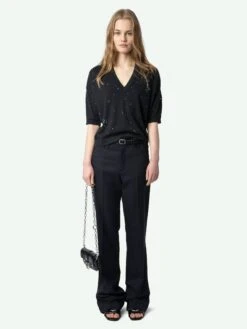 Zadig & Voltaire Wully White Rhinestone Sweater Stone