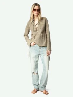 Zadig & Voltaire Listy Lurex Sweater Gold 2 Zadig & Voltaire Listy Lurex Sweater Gold -Zadig Et Voltaire KWSW02780 GOLD ADDI 1 67a62569ae642