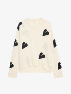 Zadig & Voltaire Markus Off-White Rhinestone Sweater Ecru -Zadig Et Voltaire KWSW02792 ECRU PACKSHOT 6728b277985f6