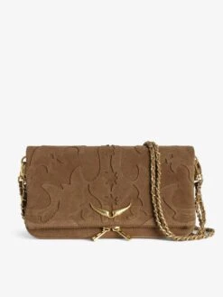 Zadig & Voltaire Rock Suede Clutch Cognac