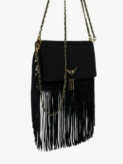Zadig & Voltaire Rock Suede Fringes Clutch Black -Zadig Et Voltaire LWBA03978 BLACK ADDI 2 680a2c657cd02