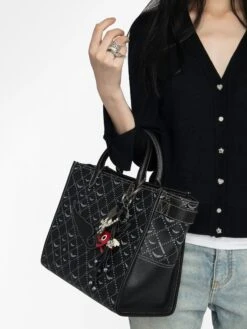 Zadig & Voltaire Angel Tote Monogram Bag Black -Zadig Et Voltaire LWBA04024 BLACK ADDI 6 685d22fe34cef