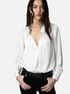 Zadig & Voltaire Tink Satin Blouse White -Zadig Et Voltaire PWGCP3201F ECRU HOVER