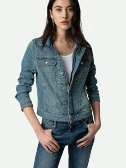 Zadig & Voltaire Kioky Denim Jacket Blue -Zadig Et Voltaire PWGCT3403F BLEU HOVER