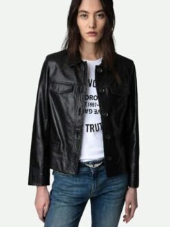 Zadig & Voltaire Liam Leather Jacket Black -Zadig Et Voltaire PWGCU1401F NOIR HOVER 1