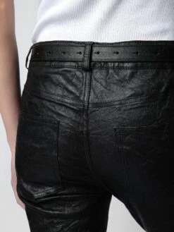 Zadig & Voltaire Phlame Crinkled Leather Pants Black 2 Zadig & Voltaire Phlame Crinkled Leather Pants Black -Zadig Et Voltaire PWGCU1402F NOIR ADDI 1