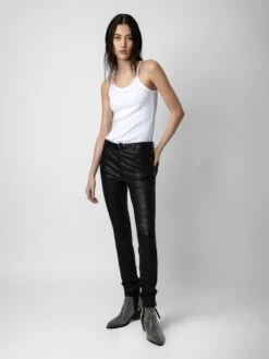Zadig & Voltaire Phlame Crinkled Leather Pants Black 3 Zadig & Voltaire Phlame Crinkled Leather Pants Black -Zadig Et Voltaire PWGCU1402F NOIR ADDI 2