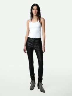 Zadig & Voltaire Phlame Crinkled Leather Pants Black 4 Zadig & Voltaire Phlame Crinkled Leather Pants Black -Zadig Et Voltaire PWGCU1402F NOIR HOVER