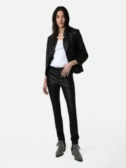 Zadig & Voltaire Phlame Crinkled Leather Pants Black