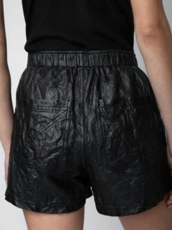 Zadig & Voltaire Pax Crinkled Leather Shorts Black -Zadig Et Voltaire PWGCU1404F NOIR ADDI 1
