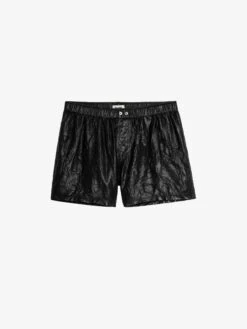 Zadig & Voltaire Pax Crinkled Leather Shorts Black -Zadig Et Voltaire PWGCU1404F NOIR PACKSHOT