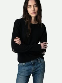 Zadig & Voltaire Cici Patch Cashmere Sweater Black -Zadig Et Voltaire PWGMZ1101F NOIR HOVER