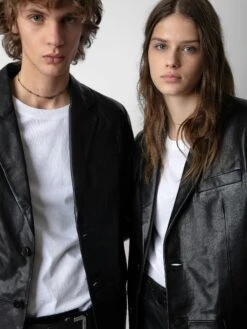 Zadig & Voltaire Valfried Leather Blazer Black -Zadig Et Voltaire RMBL00017 NOIR ADDI 2