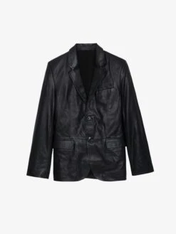 Zadig & Voltaire Valfried Leather Blazer Black -Zadig Et Voltaire RMBL00017 NOIR PACKSHOT