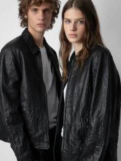 Zadig & Voltaire Lasso Crinkled Leather Jacket Black -Zadig Et Voltaire RMOW00101 NOIR ADDI 2