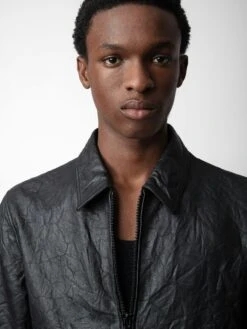 Zadig & Voltaire Lasso Crinkled Leather Jacket Black -Zadig Et Voltaire RMOW00101 NOIR ADDI 6