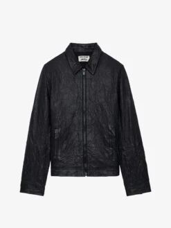 Zadig & Voltaire Lasso Crinkled Leather Jacket Black -Zadig Et Voltaire RMOW00101 NOIR PACKSHOT