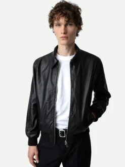 Zadig & Voltaire Mate Leather Jacket Black 4 Zadig & Voltaire Mate Leather Jacket Black -Zadig Et Voltaire RMOW00102 NOIR HOVER