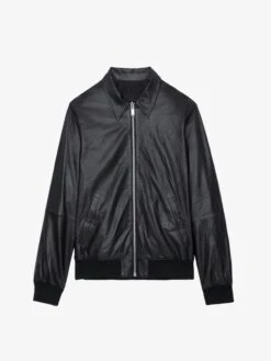 Zadig & Voltaire Mate Leather Jacket Black 5 Zadig & Voltaire Mate Leather Jacket Black -Zadig Et Voltaire RMOW00102 NOIR PACKSHOT