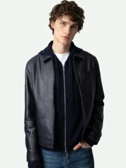 Zadig & Voltaire Lasso Leather Jacket Encre 4 Zadig & Voltaire Lasso Leather Jacket Encre -Zadig Et Voltaire RMOW00105 ENCRE HOVER