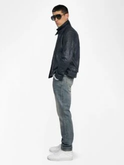 Zadig & Voltaire Loumy Leather Jacket Encre 4 Zadig & Voltaire Loumy Leather Jacket Encre -Zadig Et Voltaire RMOW01127 ENCRE ADDI 2 6863f65c5d6e7