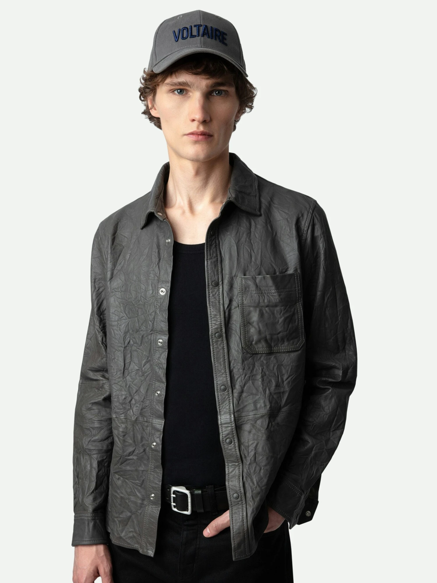 Serge Crinkled Leather Shirt Elephant Zadig & Voltaire Serge Crinkled Leather Shirt Elephant -Zadig Et Voltaire RMSH00010 ELEPHANT HOVER 1 scaled