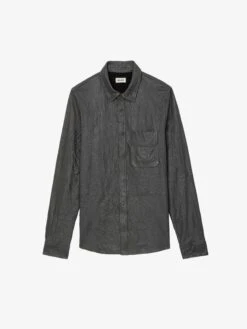 Zadig & Voltaire Serge Crinkled Leather Shirt Elephant 5 Zadig & Voltaire Serge Crinkled Leather Shirt Elephant -Zadig Et Voltaire RMSH00010 ELEPHANT PACKSHOT 1