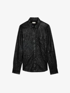 Zadig & Voltaire Serge Leather Shirt Black -Zadig Et Voltaire RMSH00013 NOIR PACKSHOT 67068514dce07