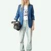 Zadig & Voltaire Valse Leather Blazer Surf