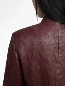 Zadig & Voltaire Veryn Crinkled Leather Blazer Burgundy -Zadig Et Voltaire RWBL01084 BURGUNDY ADDI 5 6883543ad8230