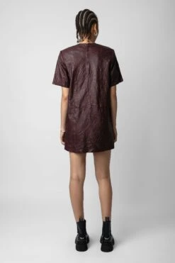 Zadig & Voltaire Riddy Crinkled Leather Dress Chocolate 3 Zadig & Voltaire Riddy Crinkled Leather Dress Chocolate -Zadig Et Voltaire RWDR00026 CHOCOLATE 5