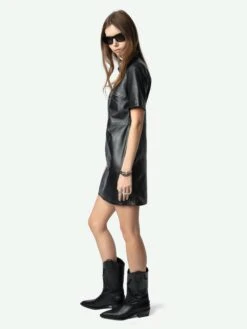 Zadig & Voltaire Ralmy Leather Short Sleeve Dress Black 3 Zadig & Voltaire Ralmy Leather Short Sleeve Dress Black -Zadig Et Voltaire RWDR01038 BLACK ADDI 2 675ff2c2c6969