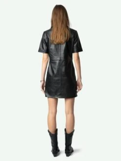 Zadig & Voltaire Ralmy Leather Short Sleeve Dress Black 1 Zadig & Voltaire Ralmy Leather Short Sleeve Dress Black -Zadig Et Voltaire RWDR01038 BLACK BACK 675ff47d30c2d