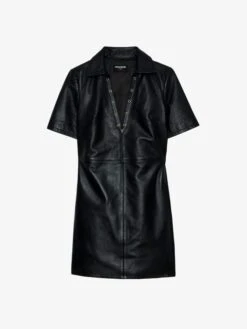 Zadig & Voltaire Ralmy Leather Short Sleeve Dress Black 5 Zadig & Voltaire Ralmy Leather Short Sleeve Dress Black -Zadig Et Voltaire RWDR01038 BLACK PACKSHOT 6763e3a60a88e