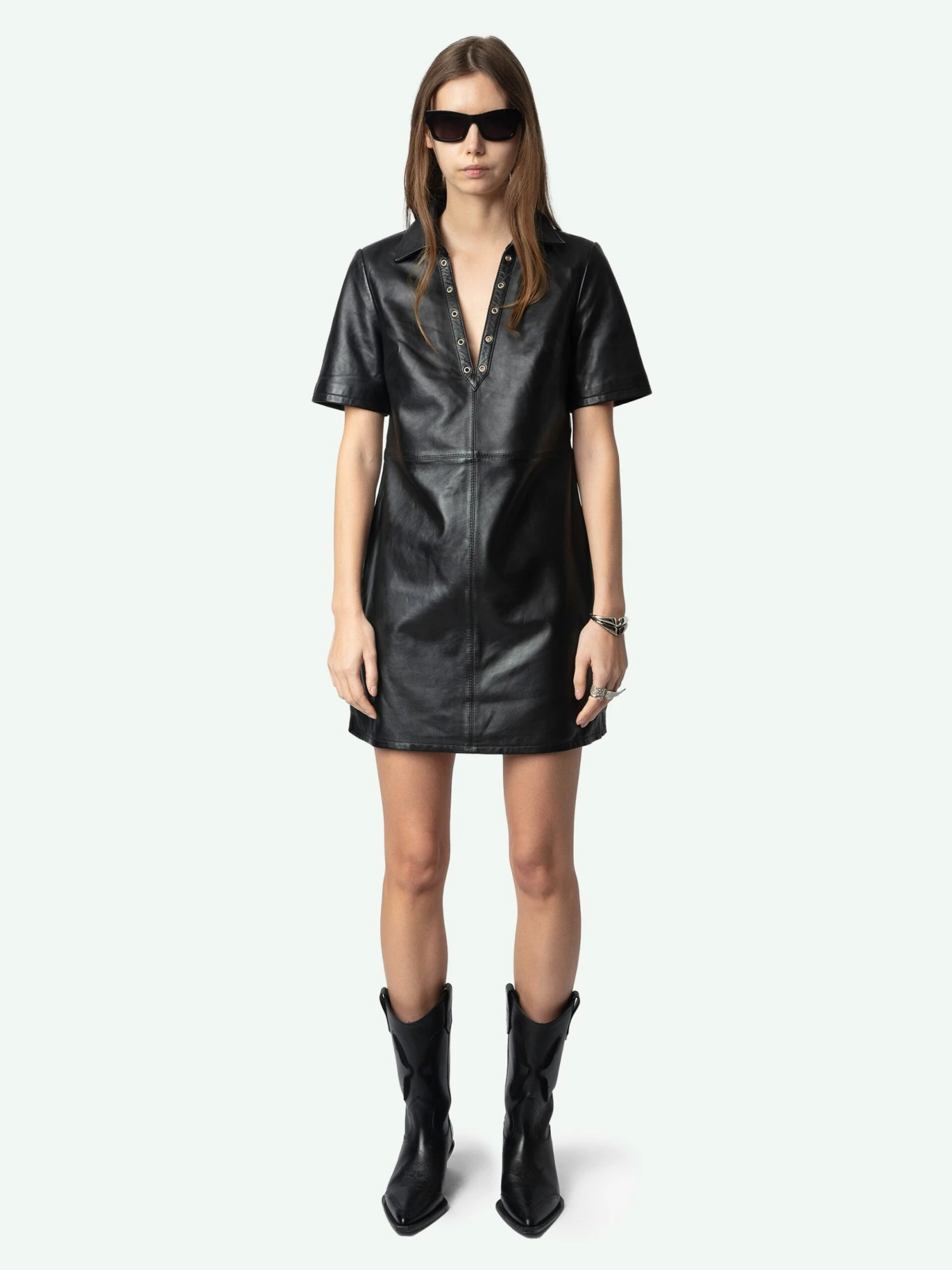 Ralmy Leather Short Sleeve Dress Black Zadig & Voltaire Ralmy Leather Short Sleeve Dress Black -Zadig Et Voltaire RWDR01038 BLACK SHOOTING 675ff62fee581 scaled