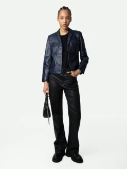 Zadig & Voltaire Liams Leather Jacket Marine