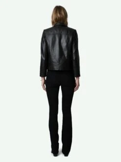 Zadig & Voltaire Litchi Leather Jacket Black -Zadig Et Voltaire RWOW00217 NOIR BACK 66262ee26945c