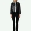 Zadig & Voltaire Litchi Leather Jacket Black