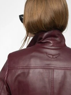 Zadig & Voltaire Liam Leather Jacket Burgundy -Zadig Et Voltaire RWOW01244 BURGUNDY ADDI 4 686fb95f2f06d