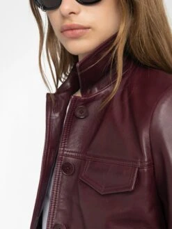 Zadig & Voltaire Liam Leather Jacket Burgundy -Zadig Et Voltaire RWOW01244 BURGUNDY HOVER 686fb958791e8