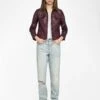 Zadig & Voltaire Liam Leather Jacket Burgundy