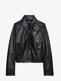 Zadig & Voltaire Liston Cropped Black Leather Jacket Black -Zadig Et Voltaire RWOW01247 BLACK PACKSHOT 6728b392f32c2