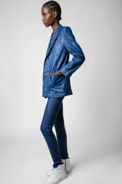 Zadig & Voltaire Phlame Crinkled Leather Pants Ocean 2 Zadig & Voltaire Phlame Crinkled Leather Pants Ocean -Zadig Et Voltaire RWPA00001 OCEAN 2